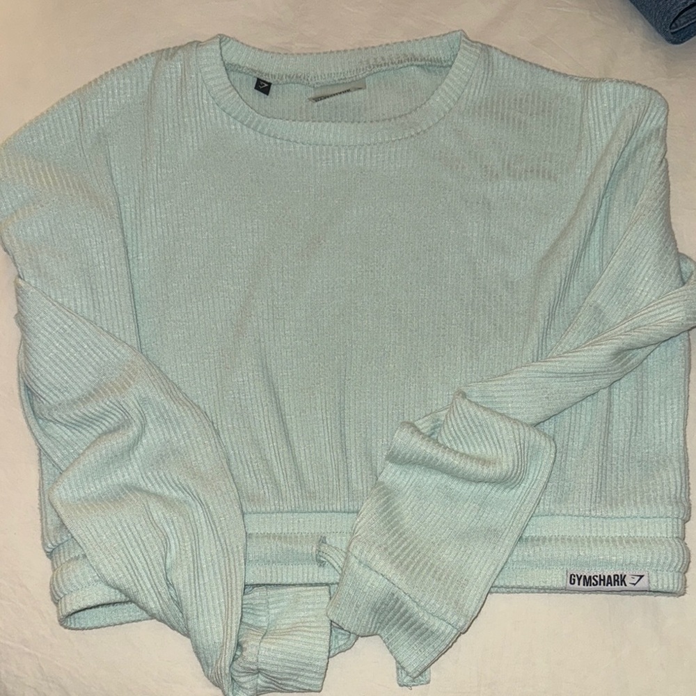 Gymshark Light Blue Ribbed Long Sleeve Top